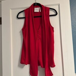 L’Academie red pussybow tied shirt